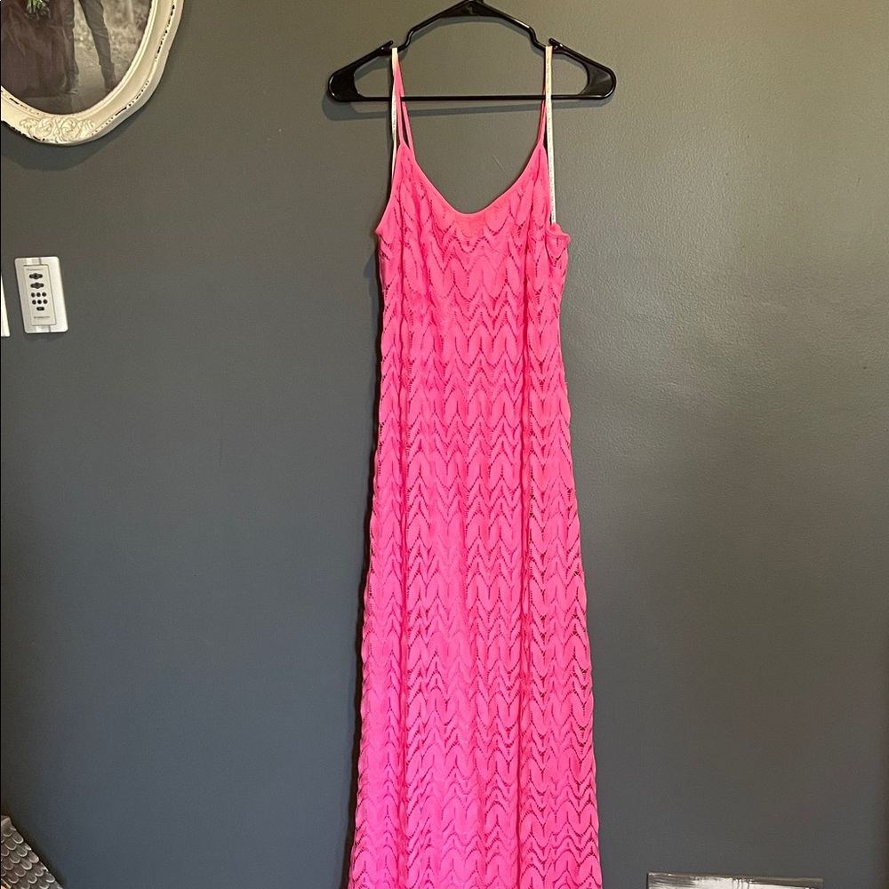 Lilly Pulitzer Vibrant Pink Maxi Dress NWT Size L